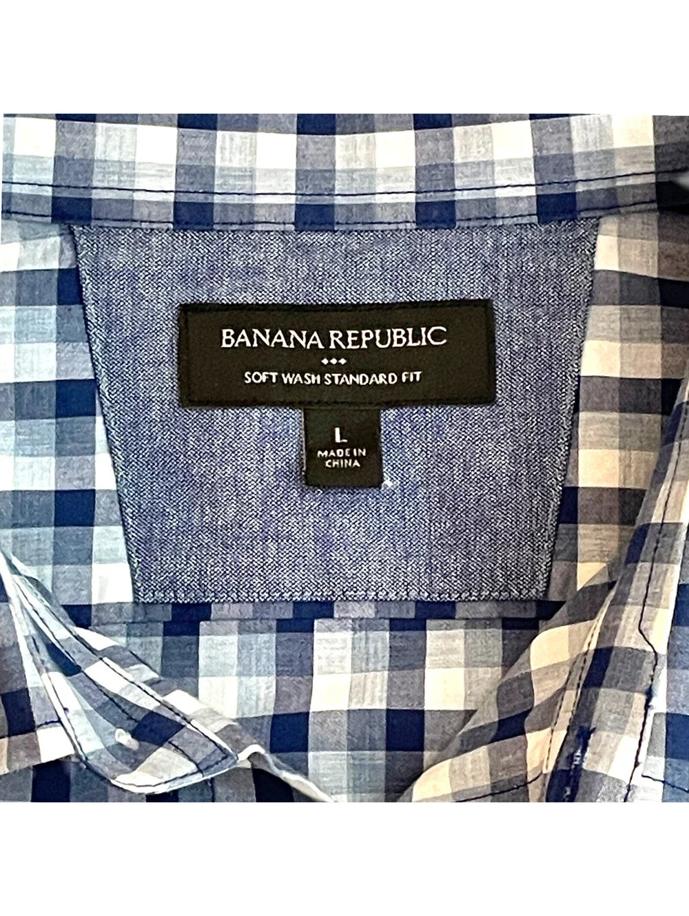 Banana Republic Men's LG Standard Fit L/S Blue & White Check